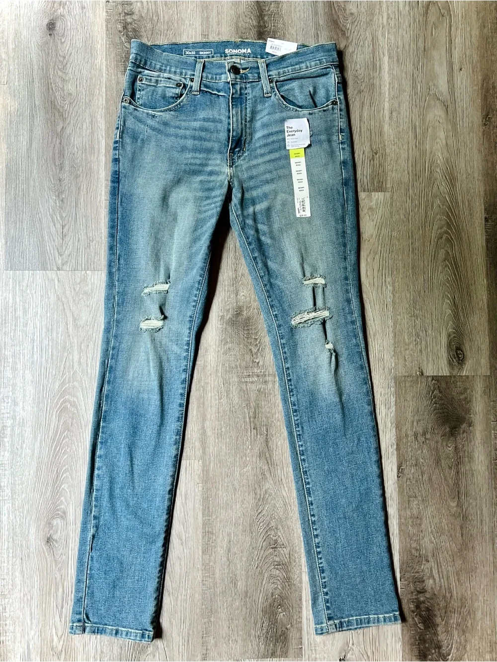 Sonoma “Everyday Jeans” Discontinued y2k Skinny Fit Light Wash Distressed; 30x32